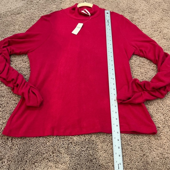 NWT new XL Anthropologie ruched sleeve turtleneck top raspberry pink stretchy - Picture 17 of 17